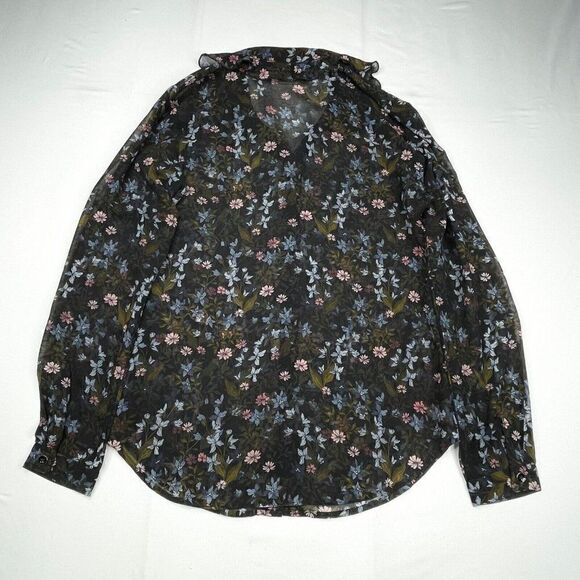 Cabi Sheer Floret Ruffle Long Sleeve Blouse - Picture 3 of 10